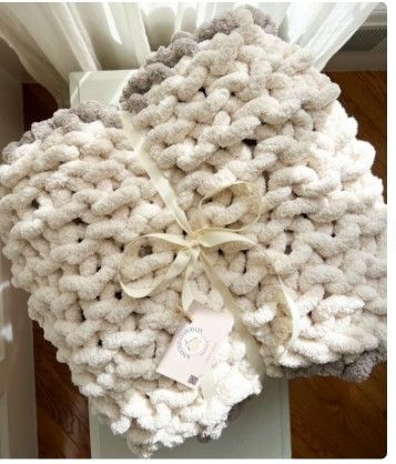 Photo 2 of Handmade Chunky Knitted Blanket, Knit Blanket, Chunky Knit Throw, Big Blanket, Chenille Blanket NEW