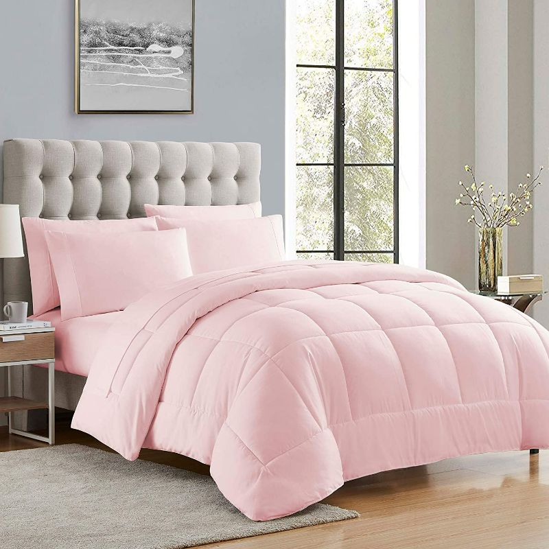Photo 1 of Sweet Home Collection Down Alternative Comforter All Season Warmth Luxurious Plush Loft Microfiber Fill Duvet Insert Bedding Pale Pink