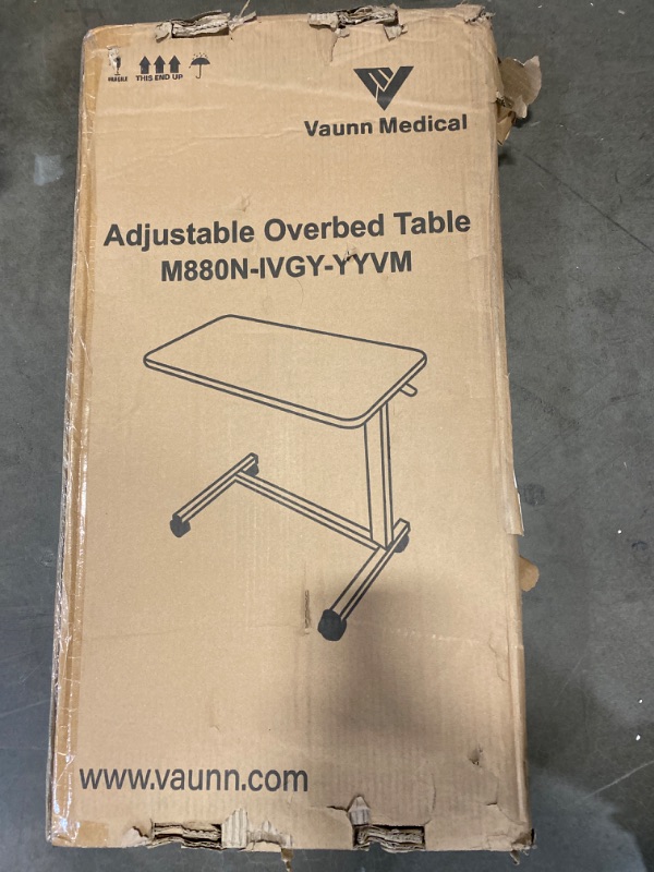 Photo 4 of Vaunn Medical Adjustable Overbed Bedside Table With Wheels  NEW 