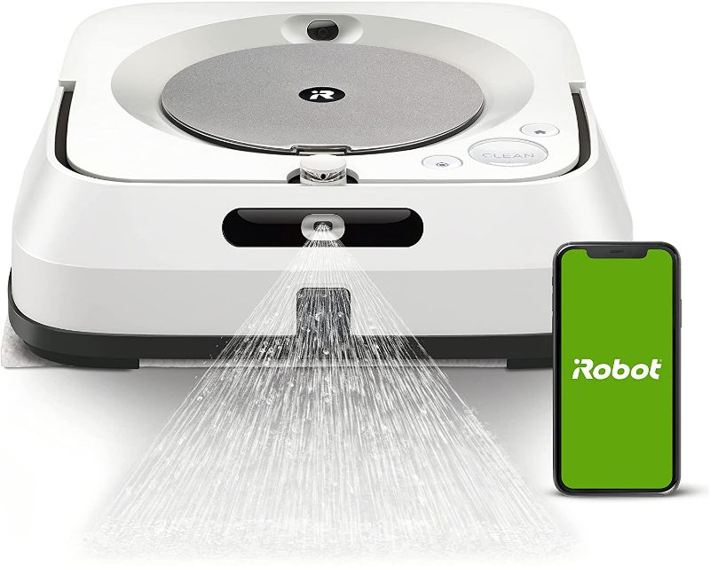 Photo 1 of iRobot Braava Jet M6 Ultimate Robot Mop- Wi-Fi Connected, Precision Jet Spray, Smart Mapping, Works with Alexa, Ideal for Multiple Rooms, Recharges and Resumes, White