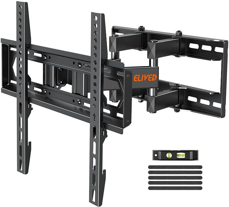 Photo 1 of ELIVED Full Motion TV Mount TV Wall Mount Swivel and Tilt for Most 26-65 Inch TVs, Wall Mount TV Bracket with Dual Articulating Arms, Max VESA 400x400, 88 lbs. Loading, 16" Studs