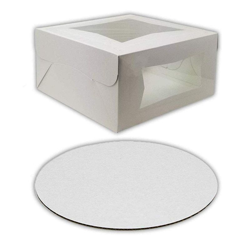 Photo 1 of 15 Pcs White Bakery Cake Box for Put Cake with 15 Pcs Round Cake Board (10x10)