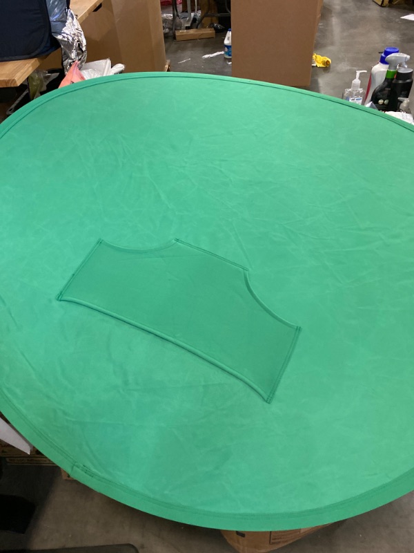 Photo 3 of Tahtiva Green Screen Background for Chair - Dual-Sided Portable Green Screen Chair Attachment - Circular Collapsible Chromakey Green Screen for Streaming, Online Work, Zoom Background, Home Office