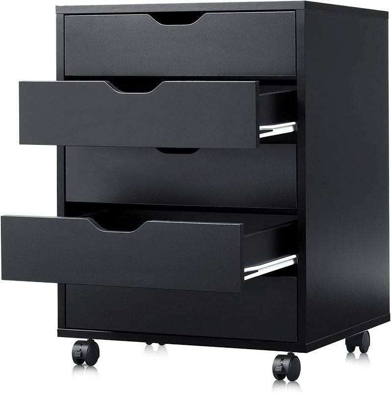 Photo 1 of DEVAISE 5-Drawer Chest, Wood Storage Dresser Cabinet with Wheels, WHITE NEW 