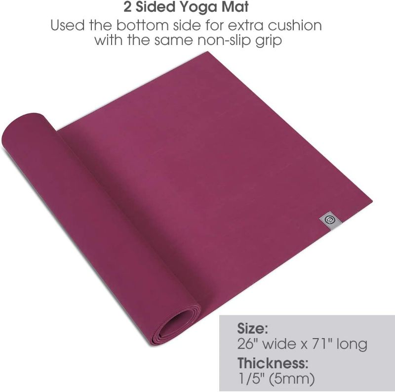 Photo 1 of UGO Rubber Yoga Mat 71 x 26 Inch Extra Large Reversible Non-Slip Texture for Meditation/Hot Yoga/Pilates/Fitness Exercise  Blue 