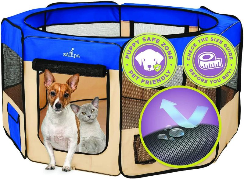 Photo 1 of Zampa Dog Playpen Large Pop Up Portable Playpen for Dogs and Cat, Foldable | Indoor/Outdoor Pen & Travel Pet Carrier + Carrying Case NEW