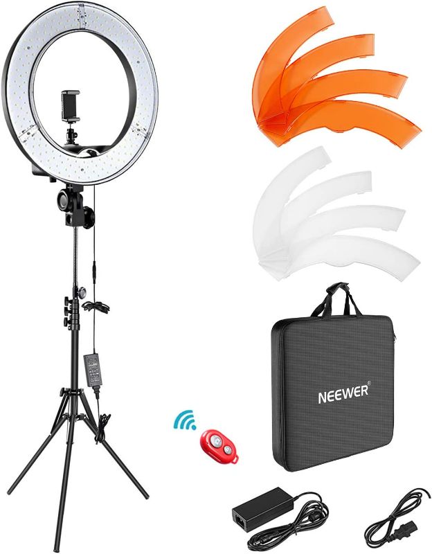 Photo 1 of Neewer Ring Light Kit:18"/48cm Outer 55W 5500K Dimmable LED Ring Light, Light Stand, ,Smartphone,YouTube,TikTok,Self-Portrait Shooting, Black,