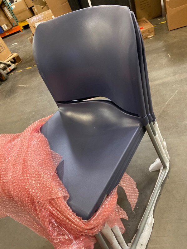 Photo 3 of 3 Pack Flash Furniture HERCULES Series 880 lb. Capacity Navy Full Back Contoured Stack Chair with Gray Powder Coated Sled Base Navy 3 Pack