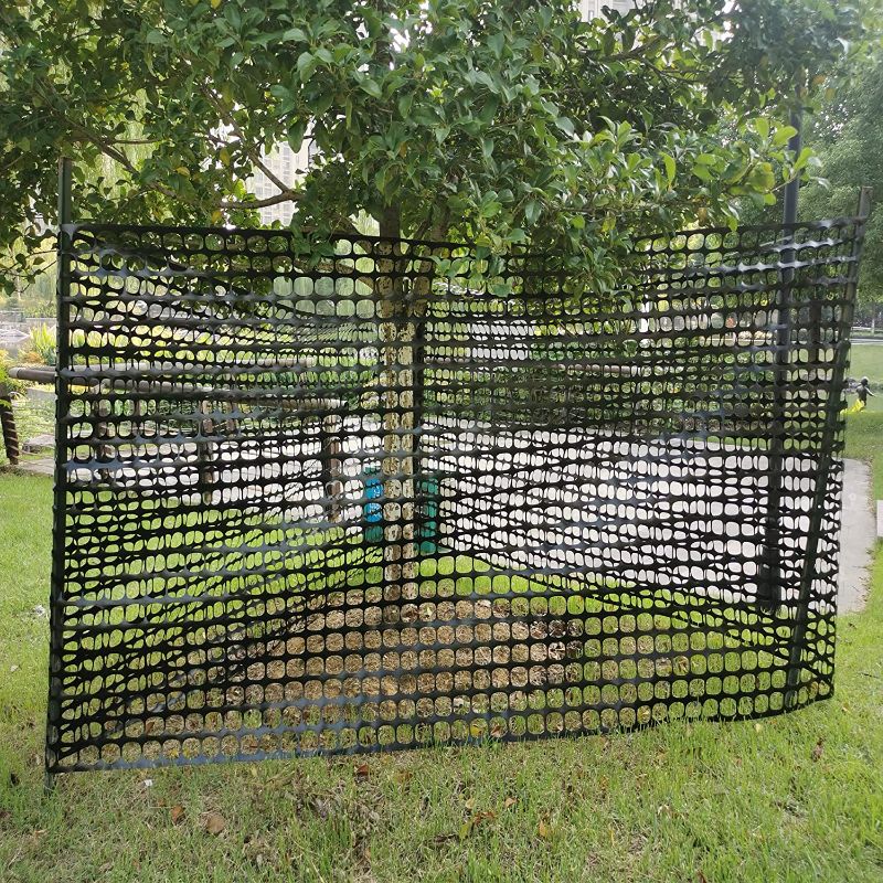 Photo 2 of KALYSIE Safety Fence Plastic Mesh Fencing Roll, 4'x100' Feet 1 Roll with 100 Zip Ties, Temporary Reusable Netting for Snow Fence, Garden, Construction and Animal Barrier (Green MW 10.71 lb/roll) NEW 