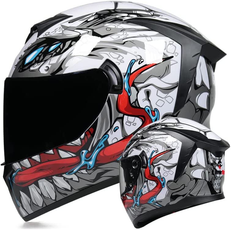 Photo 1 of MotuoMr Unisex-Adult Full Face Motorcycle Helmet DOT Approved Motorbike Moped Street Bike Racing Crash Helmet with Graphic NEW 