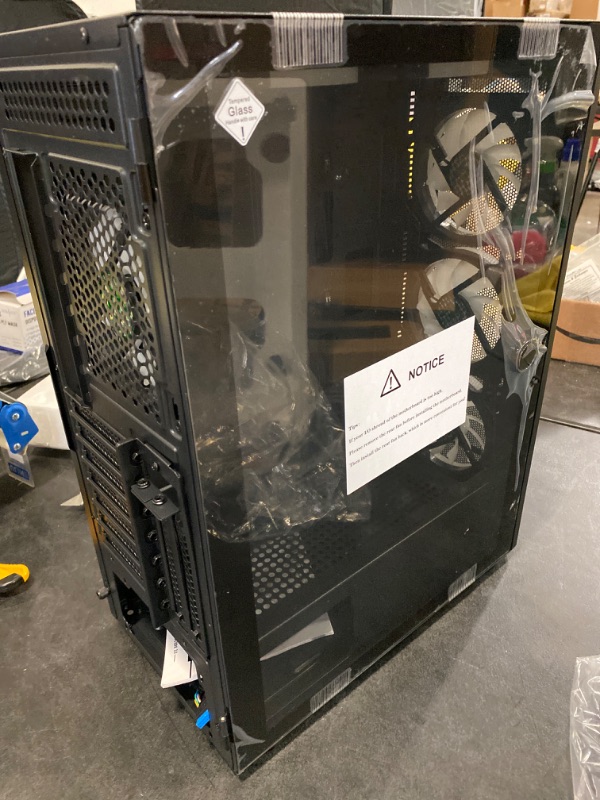 Photo 3 of MUSETEX ATX PC Case , Mid-Tower Gaming Case With Opening Tempered Glass Side Panel Door, Mesh Computer Case, TW8-S6-B NEW 
