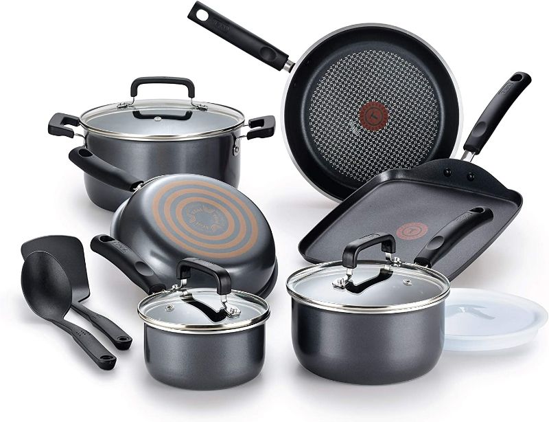Photo 1 of T-fal Signature Nonstick Cookware Set 12 Piece Pots and Pans, Dishwasher Safe Black NEW 