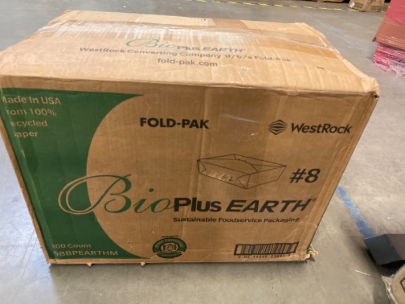 Photo 3 of Fold-Pak Bio-Plus Earth 08BPEARTHM Natural Kraft Paper Carry-Out/to-Go Container, 6" Length x 4-3/4" Width x 2-1/2" Height, 45-Fluid Ounce Capacity (Case of 300) NEW 