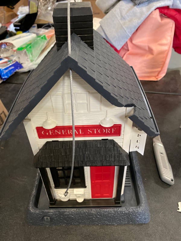 Photo 2 of North States Village Collection General Store Birdfeeder: Easy Fill and Clean. Hanging or Pole Mount. Made in USA. 6.5 Pound Seed Capacity (10.25" x 9.5" x 14”, Black/White/Red) NEW 