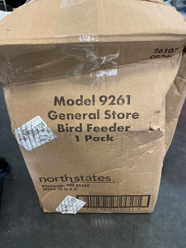 Photo 5 of North States Village Collection General Store Birdfeeder: Easy Fill and Clean. Hanging or Pole Mount. Made in USA. 6.5 Pound Seed Capacity (10.25" x 9.5" x 14”, Black/White/Red) NEW 