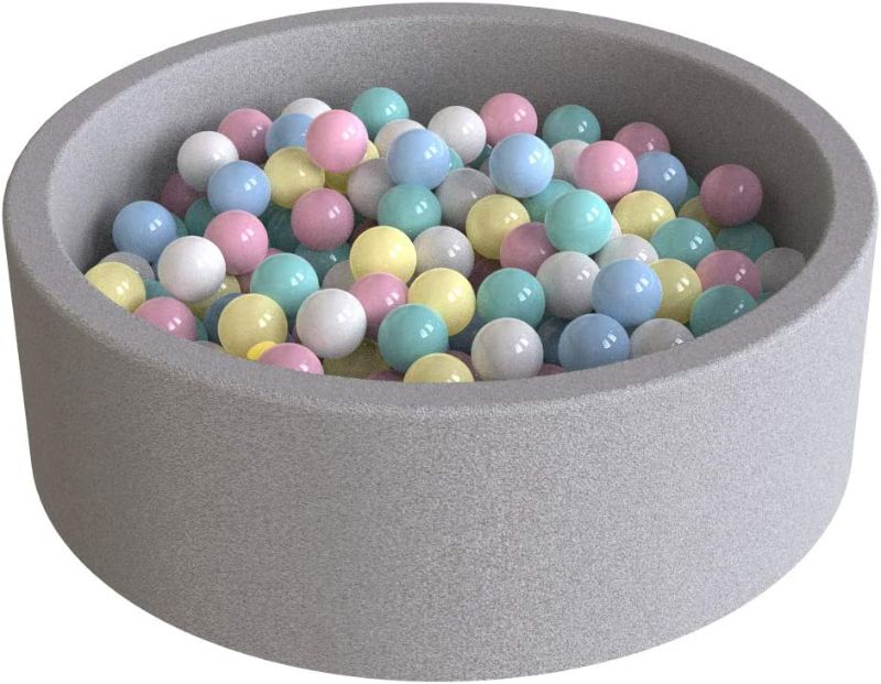 Photo 1 of Wonder Space Deluxe Kids Round Ball Pit, Premium Handmade Kiddie Balls Pool, Soft Indoor Outdoor Nursery Baby Playpen, Ideal Gift Play Toy for Children Toddler Infant Boys and Girls (Light Grey)