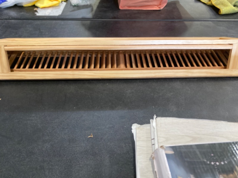 Photo 2 of 24" Wooden Floor Baseboard Register - Decorative Red Oak Wood Pre Finished Air Supply Vent - HVAC Vent Duct Cover NEW 