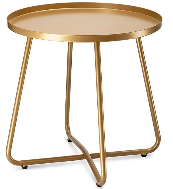 Photo 1 of  Home Outdoor Side Tables, Anti-Rust Metal Outdoor End Table, Small Patio Table Round End Table Outdoor Table