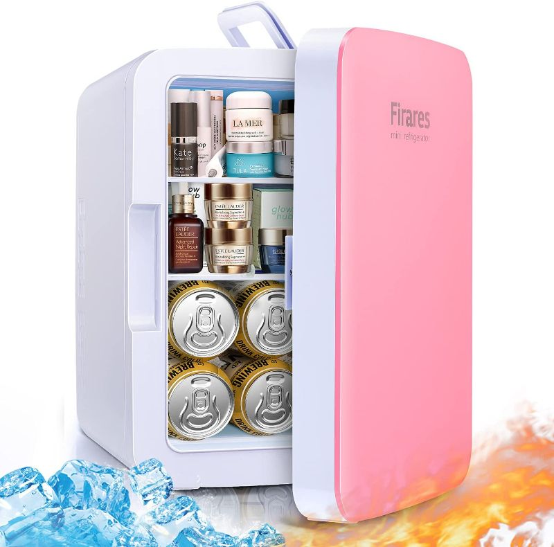 Photo 1 of Firares Rapid Cooling 10 Liter/12 Can Mini Fridge for Bedroom, Protable Skincare Fridge for Makeup, Foods, Medications, Breast Milk, Mini Refrigerator for Office and Car Cooler and Warmer