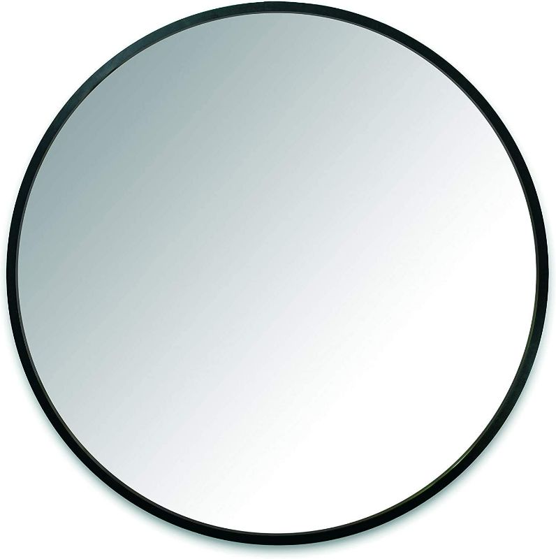 Photo 1 of 24” Round Wall Mirror with Rubber Frame, Modern Decor for Entryways, Washrooms, Living Rooms Inch, Black NEW