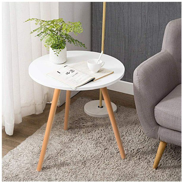 Photo 1 of Haton Side Table, Round White Modern Home Decor Coffee Tea End Table for Living Room, Bedroom and Balcony, Easy Assembly (18.1 × 22.1 inches) NEW 