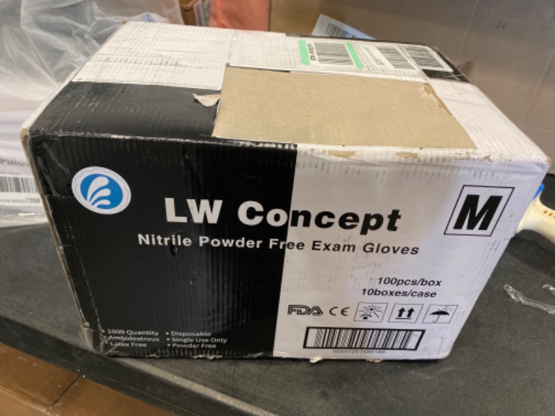 Photo 3 of LW Concept - Black Nitrile Examination Gloves - Latex & Powder-Free, Disposable, Strong, Healthcare, Food Handling (Medium) Medium (Pack of 1000) Case of 1000 Gloves NEW