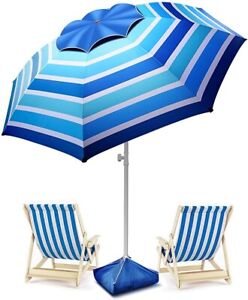 Photo 1 of Umbrella Outdoor Portable Large Beach 8ft Uv Upf50+ Protection Blue Upf Storage