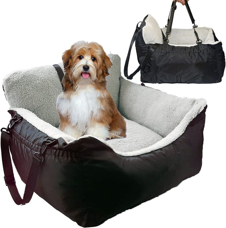 Photo 1 of Small Dogs Car Seat Under 25,Fully Detachable and Washable Ultra Soft Car Travel Bed, with Clip-on,Two Portable Handle and Storage Pockets Puppy Dog Booster Seats,Portable Dog Car Travel Carrier Bed