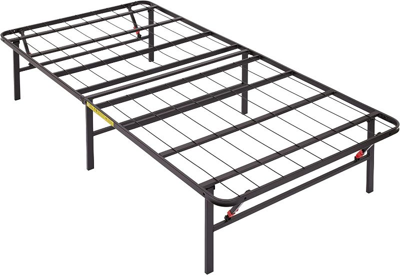 Photo 1 of Amazon Basics Foldable Metal Platform Bed Frame with Tool Free Setup, 14 Inches High, Twin, Black