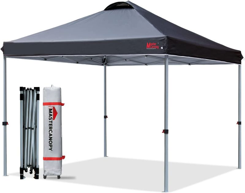 Photo 1 of MASTERCANOPY Durable Ez Pop-up Canopy Tent with Roller Bag (10x10, Black)