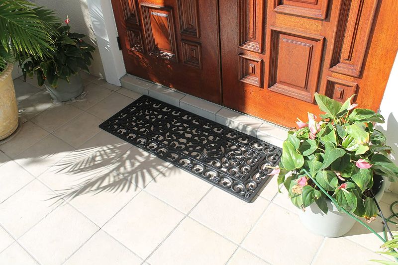 Photo 2 of Outdoor Floor Mat 18x48, Natural Rubber, Audrey Rubber Entry Double Doormat Ideal for Outside entryway, Scrapes Shoes Clean of Dirt & Grime 