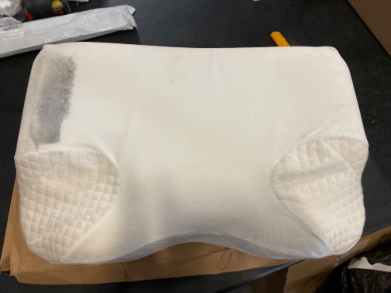 Photo 2 of Ergonomic CPAP Pillow for Side Sleepers Full Mask Compatible - Comfy Memory Foam CPAP Pillows For Side and Back Sleepers , Stomach Too - Reduce Air Leaks & Mask Pressure for a Better Sleep (Natural)