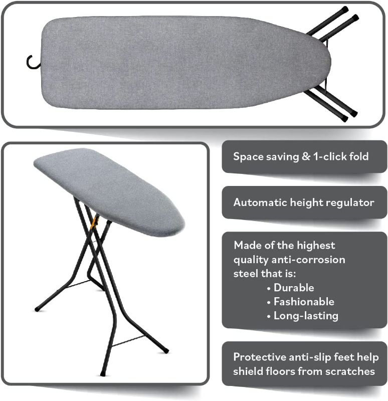 Photo 2 of Bartnelli Pulse Ironing Board | Made in Europe | Patent Space Saving Smart Hanger Iron Board for Easy Storage | Lightweight, 4 Layer Cover, 4 Legs, for Dorm, Laundry Room, or Small Spaces(43x13-35)