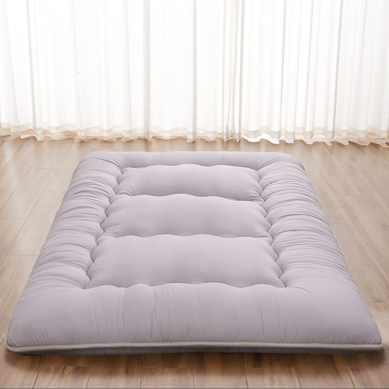 Photo 1 of Japanese Floor Mattress, Japanese Futon Mattress Foldable Mattress, Roll Up Mattress Tatami Mat with Washable Cover, Easy to Store and Portable for Camping, Grey, Twin Full Queen 