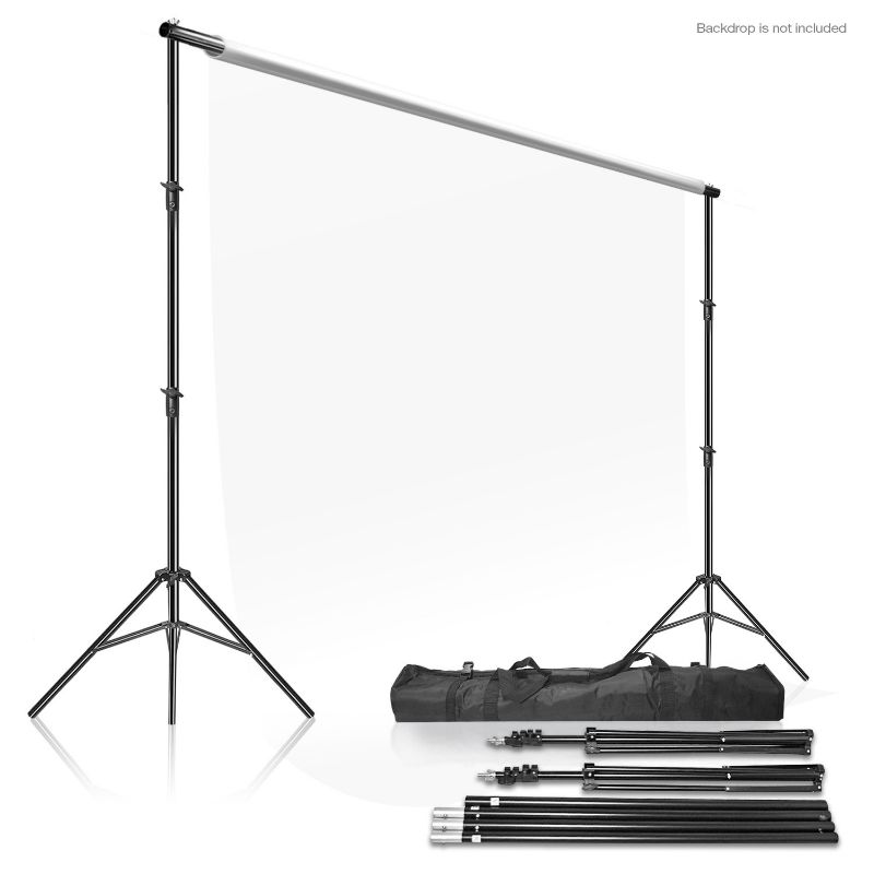 Photo 1 of 2 Set LS Photography Photo Video Studio 10' x 9.4' (W x H) Adjustable Muslin Backdrop Stands, Background Backdrop Support System Kit with Carrying Case Bag 