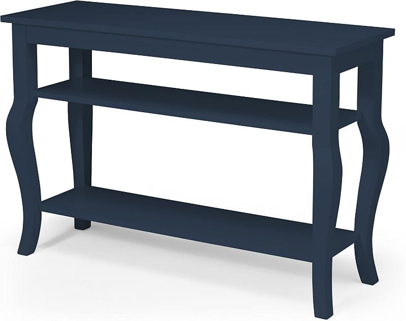 Photo 1 of Kate and Laurel Lillian Wood Console Table with Curved Legs and Two Shelve Black 