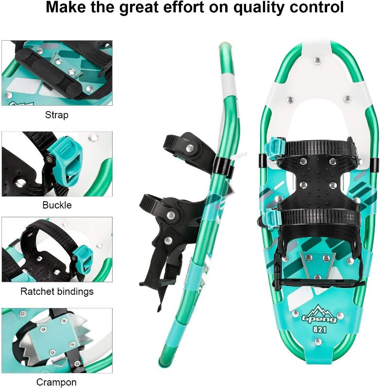 Photo 2 of Gpeng Snowshoes For Men Women Youth Kids, Lightweight Aluminum Alloy All Terrain Snow Shoes With Adjustable Ratchet Bindings With Carrying Tote Bag 14"/21"/ 25"/27"/ 30" NEW 
