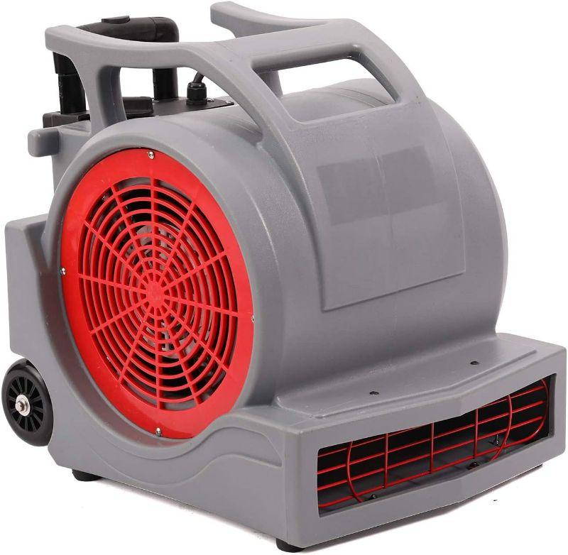 Photo 1 of Mounto 3-Speed 1Hp 4000 Plus CFM Monster Air Mover Floor Carpet Dryers with Handle Wheelkit (Gray)