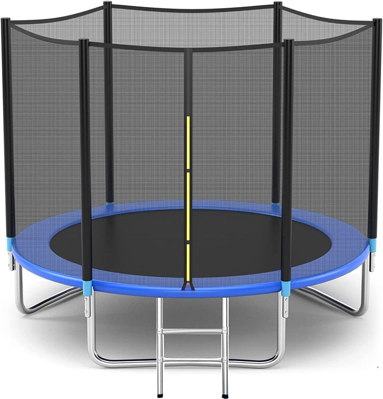 Photo 1 of Pro Trampoline with Safety Enclosure, 8Ft Heavy Duty Jumping Mat and Spring Cover Padding for Kids and Adults Black NEW 