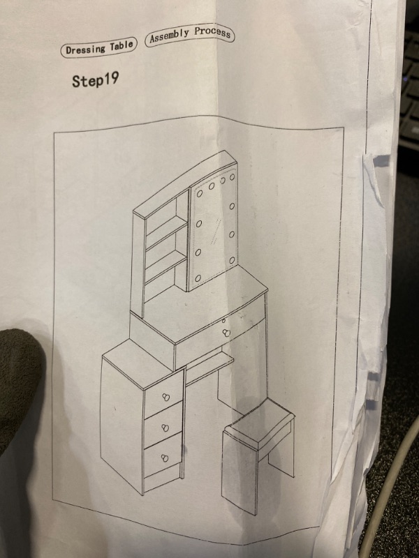 Photo 2 of Makeup Vanity Table with Lighted Mirror, Makeup Vanity Desk with Storage Shelf and 
3 Drawers, Bedroom Dressing Table,  LED Lights, White NEW