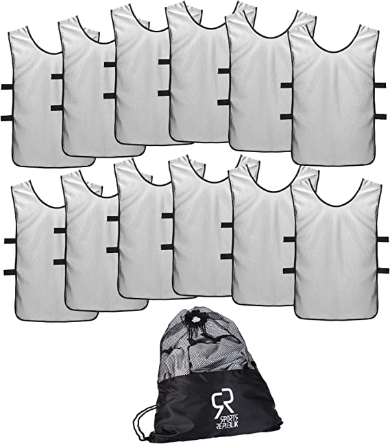 Photo 1 of 8 Pack SportsRepublik Pinnies Scrimmage Vests for Kids, Youth and Adults (8-Pack) - Soccer Pennies Large 