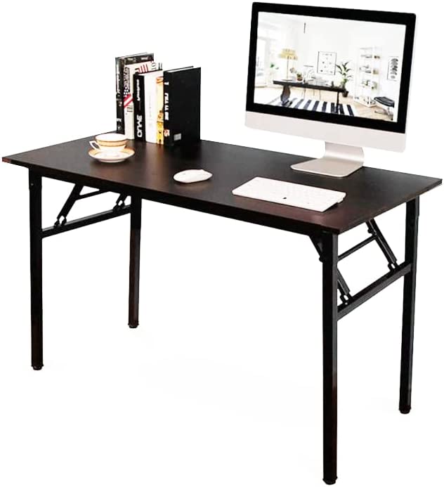Photo 1 of 47 inches Folding Table Computer Desk Portable Table Activity Table Conference Table Home Office Desk, Fully Assembled Black 