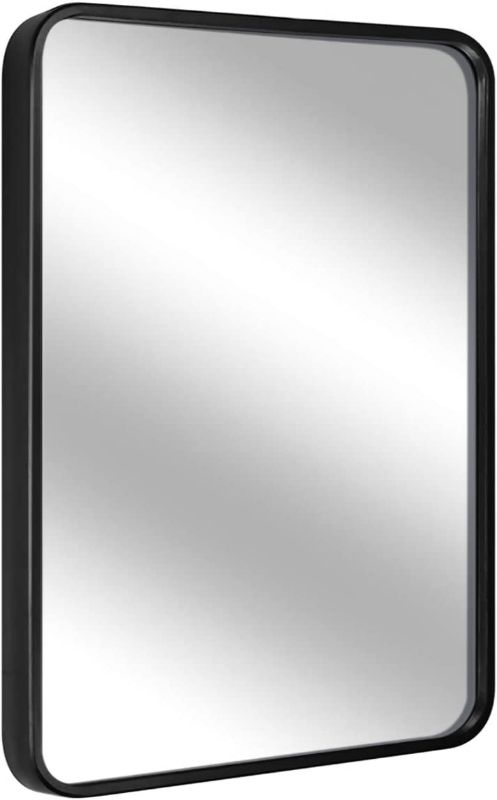 Photo 1 of LEORISO 24 x 36” Black Bathroom Mirror for Wall, 1.3” Metal Frame Rectangle Mirror, Wall-Mounted Mirror Hangs Horizontal Or Vertical NEW 