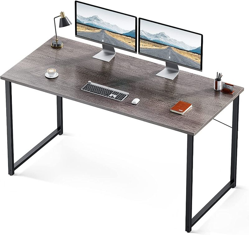 Photo 1 of Coleshome 55 Inch Computer Desk, Modern Simple Style Desk for Home Office, Study Student Writing Desk,Grey Oak 