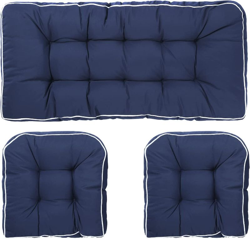 Photo 1 of Blytieor Outdoor 3 Piece Settee Cushion Set, Patio Wicker Cushions 1 Loveseat Cushion & 2 U-Shape Cushion