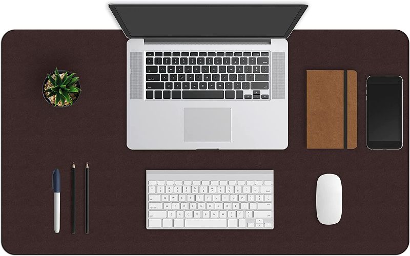 Photo 1 of ZBRANDS // Brown Leather Desk Mat Pad Blotter Protector, Extended Non-Slip Rectangular, Laptop Keyboard Mouse Pad (36" x 20")NEW