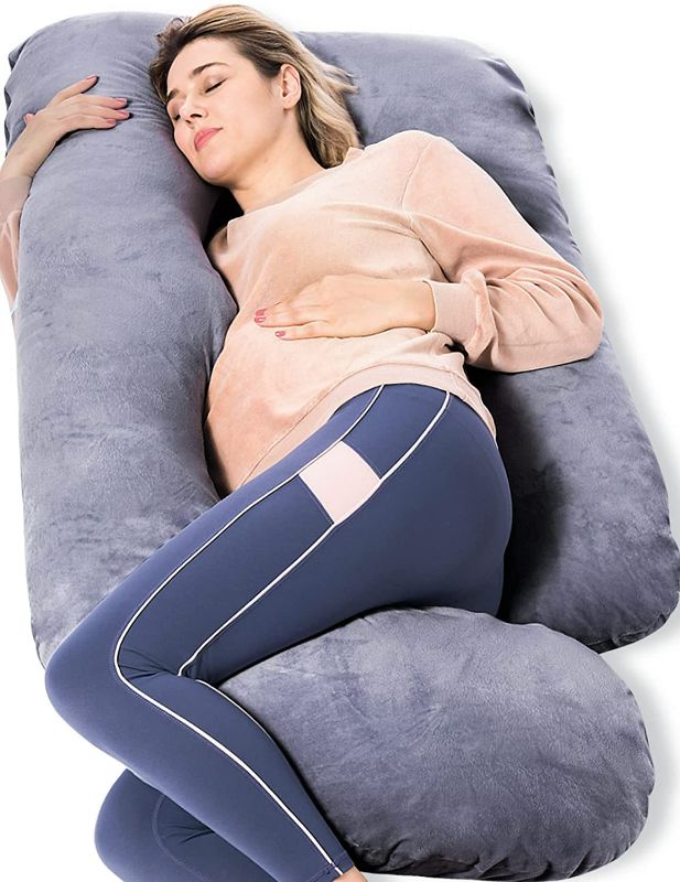 Photo 1 of Momcozy Pregnancy Pillows, U Shaped Full Body Maternity Pillow with Removable Cover - Support for Back, Legs, Belly, Hips for Pregnant Women,Pregnancy Pillows for Sleeping, Grey