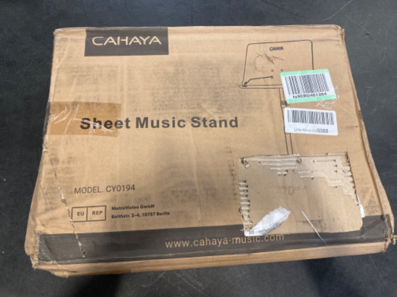 Photo 3 of CAHAYA 5 in 1 Dual-use Sheet Music Stand & Desktop Book Stand Metal Portable Solid Back Height Adjustable from 31.4-57in with Book Stand Support, Carrying Bag, Sheet Music Folder and Clip CY0194 Standard Version Black NEW 