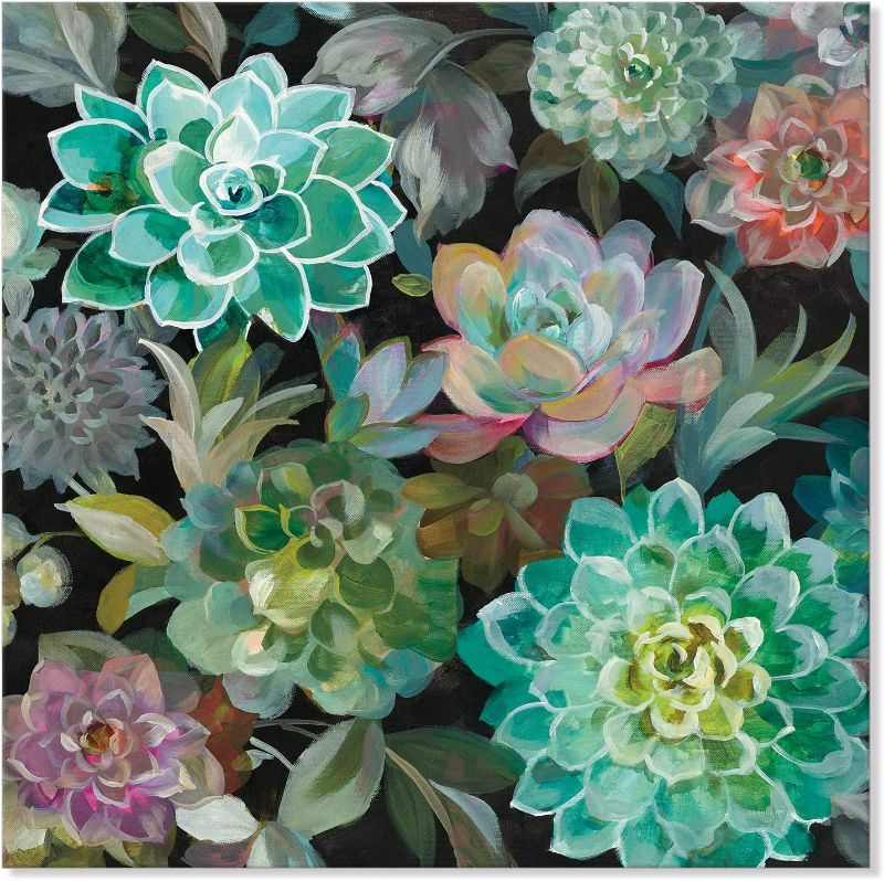 Photo 1 of Succulent Wall Art Floral Canvas Botanical Succulents Painting Plant Poster Gallery Wrap for Living Room Bedroom Home Wall Decoration 24x24Inch NEW