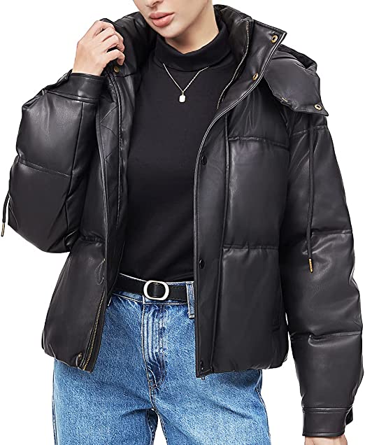 Photo 1 of Yembulk Women's Hooded Winter Coat High Collar Warm Puffer Jacket Coat Full Zip Snaps Thicken Cotton Outwear   MEDIUM NEW 